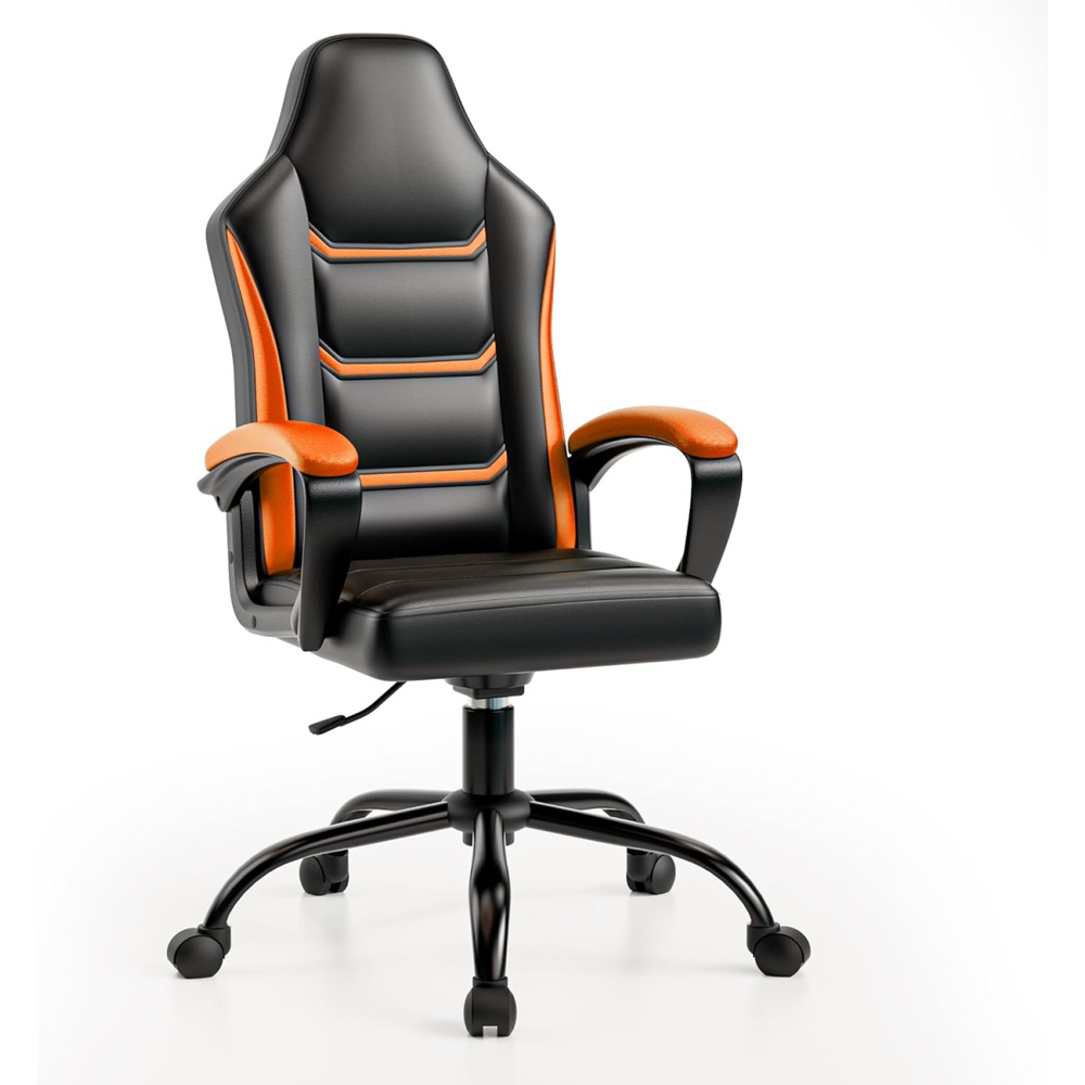 Ergonomic Gaming Chair, Height Adjustable Computer Chair, Pu Leather PC Chair with Castors, for Adults and Teenagers