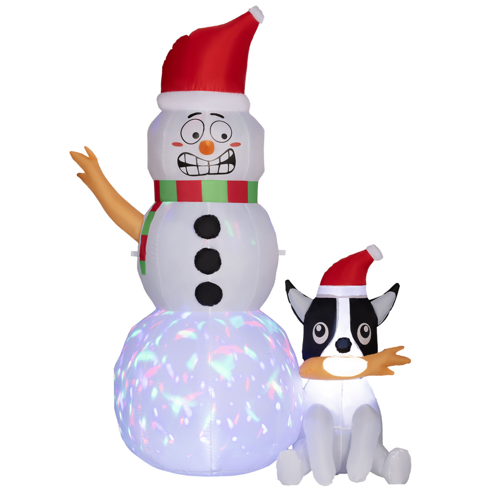 Outsunny 6.2FT Christmas Blow Up Snowman with Dog for Garden Party Outdoor