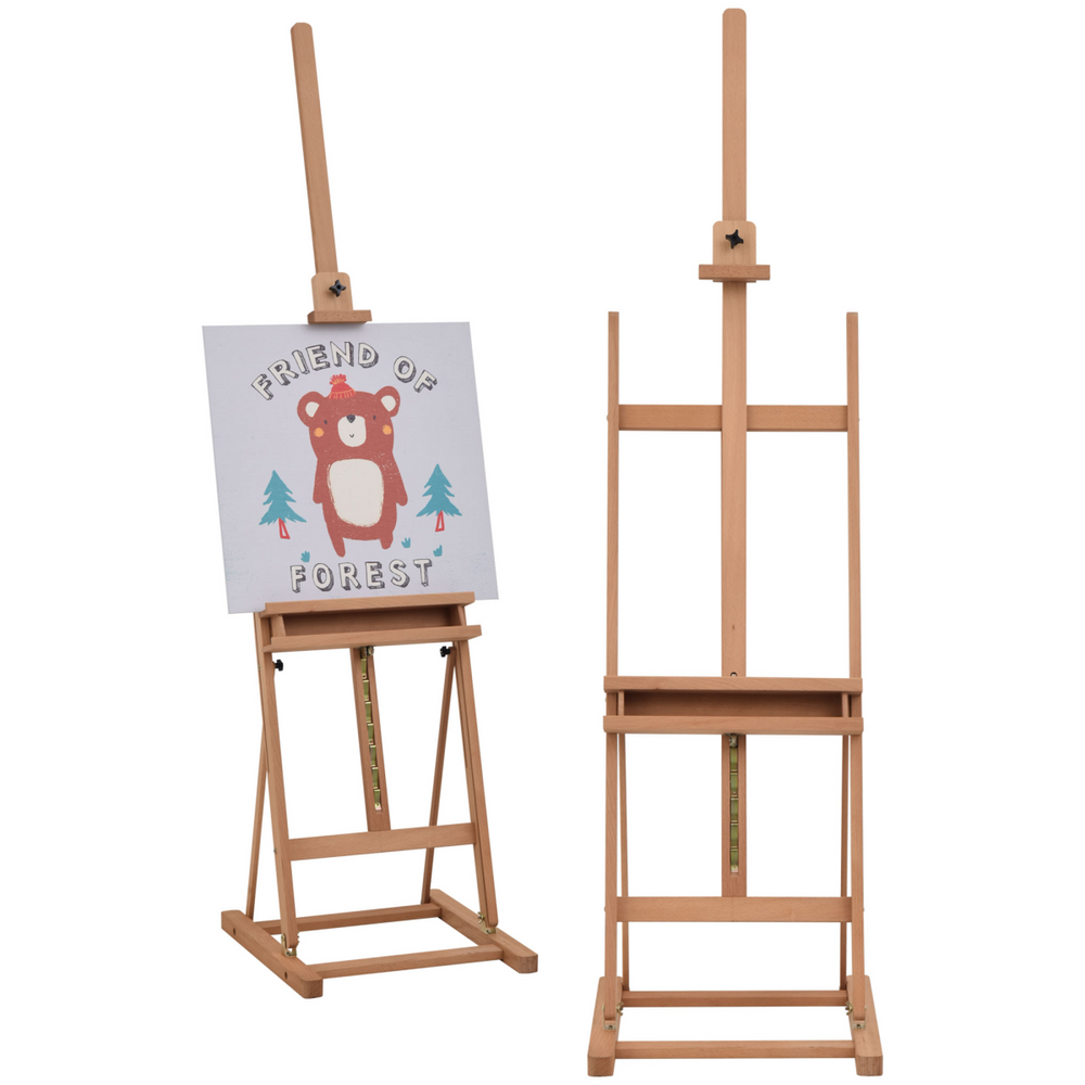 H-Frame Studio Easel Height Adjustable with Canvas Holder Pencil Case Vinsetto