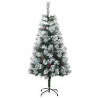 5ft Indoor Christmas Tree Artificial Berry Xmas Deco Metal Stand and 184 Tips