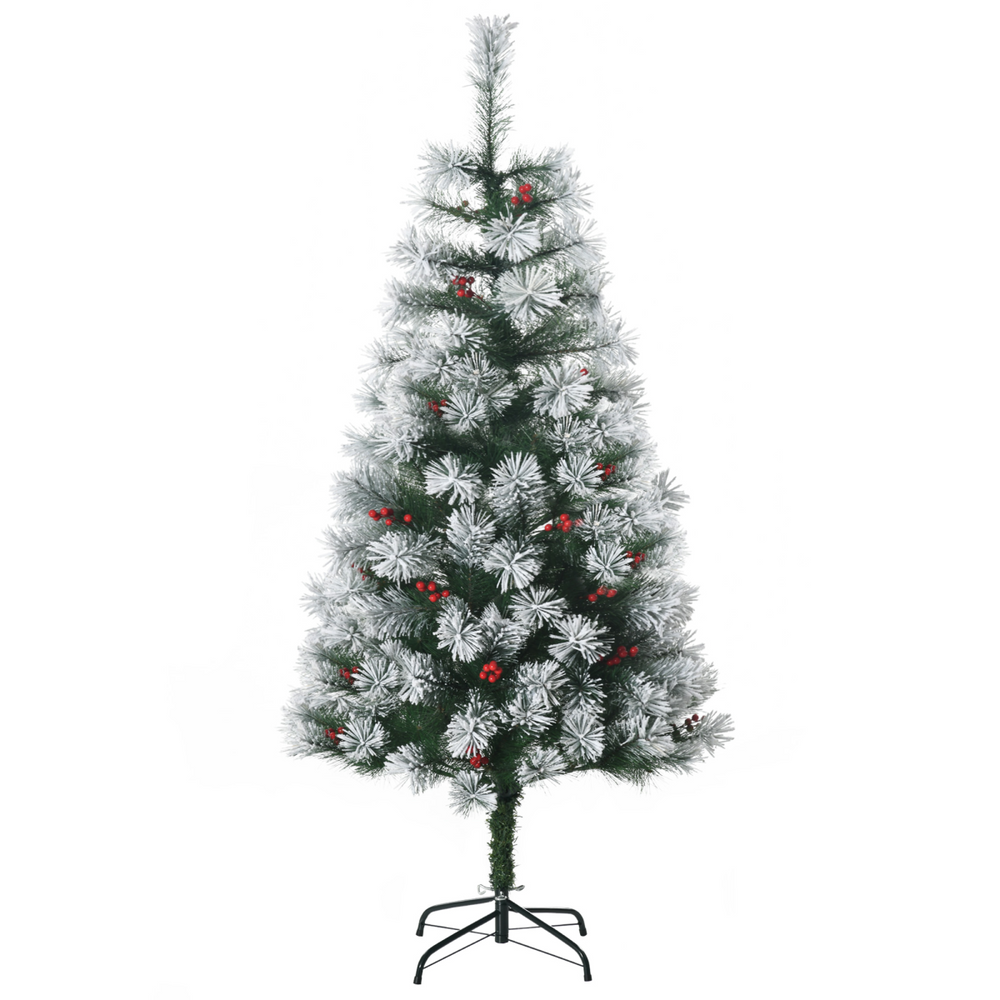 5ft Indoor Christmas Tree Artificial Berry Xmas Deco Metal Stand and 184 Tips