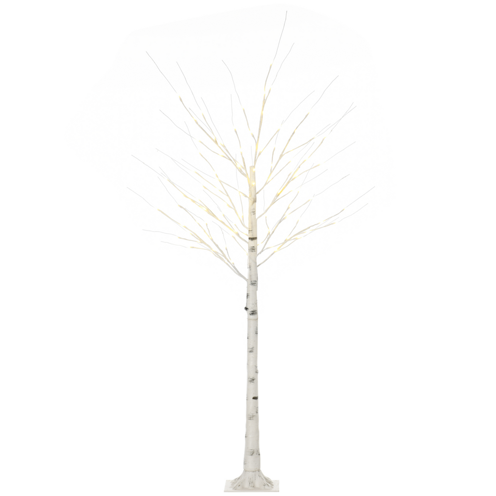 6ft Artificial White Birch Tree Light  96 Warm White Pre-Lit LED Light HOMCOM