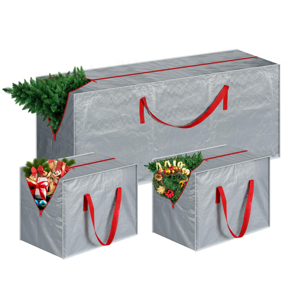 VINSANI 3pc GREY XMAS STORAGE BAGS 1010448