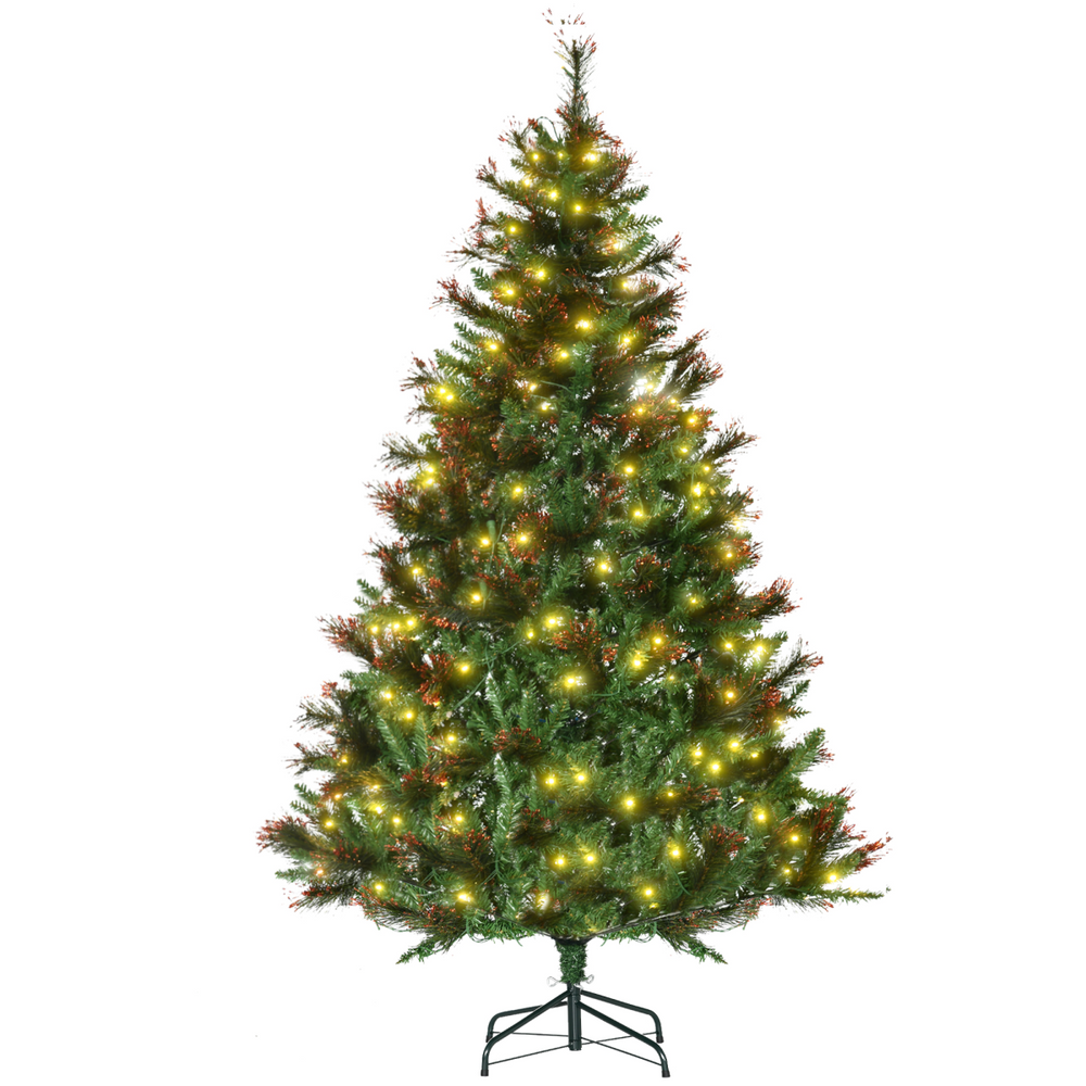 HOMCOM 6FT Pre-Lit Christmas Tree Artificial Spruce Tree Holiday D�cor Stand