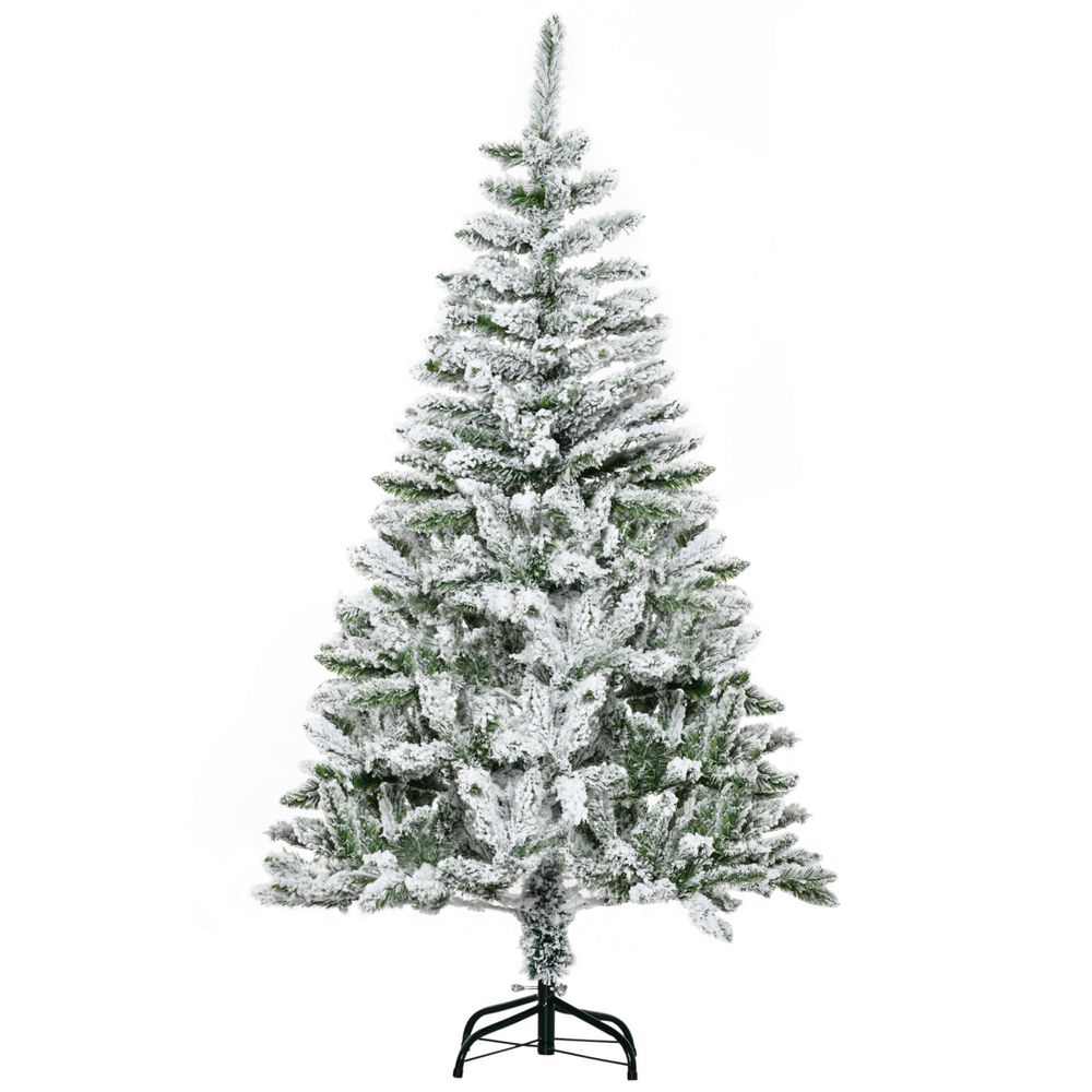 5ft Snow Flocked Artificial Christmas Tree w/ Realistic Branch Tips HOMCOM