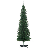 1.8m 6ft Artificial Pine Pencil Slim Tall Christmas Tree with 390 Branch Tips