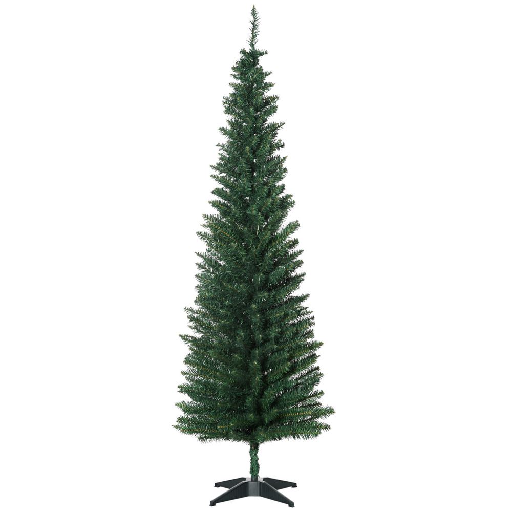 1.8m 6ft Artificial Pine Pencil Slim Tall Christmas Tree with 390 Branch Tips