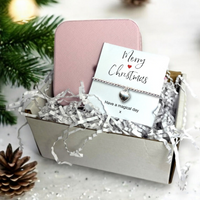 
              Merry Christmas Gift Hamper | Silver Heart Bracelet & Jewellery Box
            