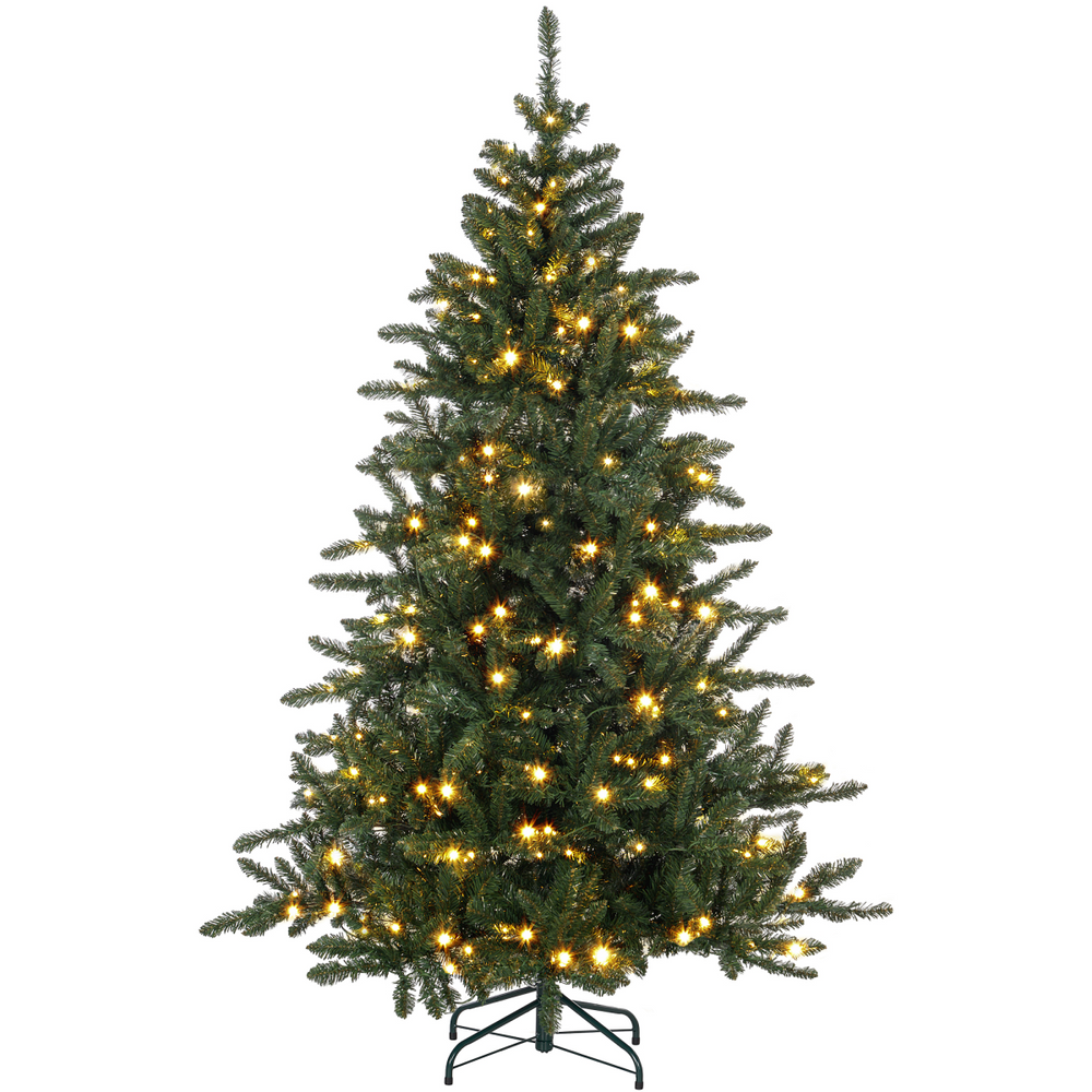 HOMCOM 6ft Artificial Christmas Tree with Warm White LED Light, Metal Base