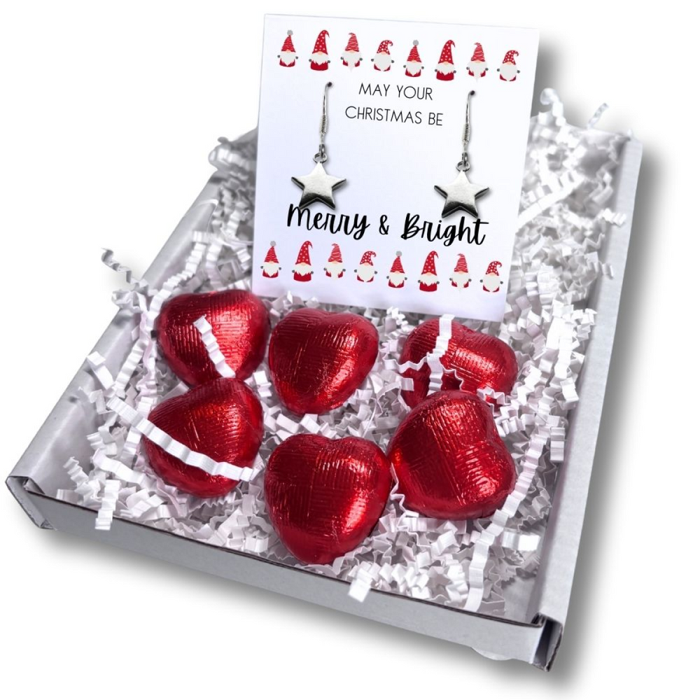 Merry & Bright Christmas Mini Gift Hamper with Silver Star Earrings