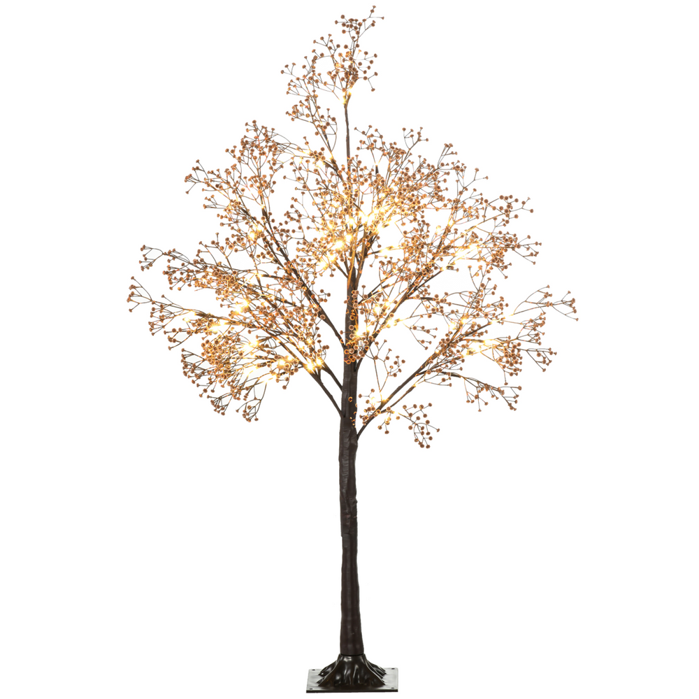 HOMCOM 4ft Artificial Tree with Warm White LED Lights, Baby Breath Flowers