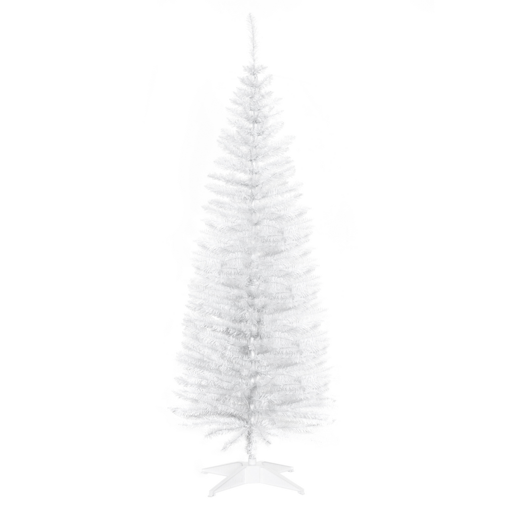 HOMCOM 5FT Pencil Slim Artificial Christmas Tree with Study Stand Tips White