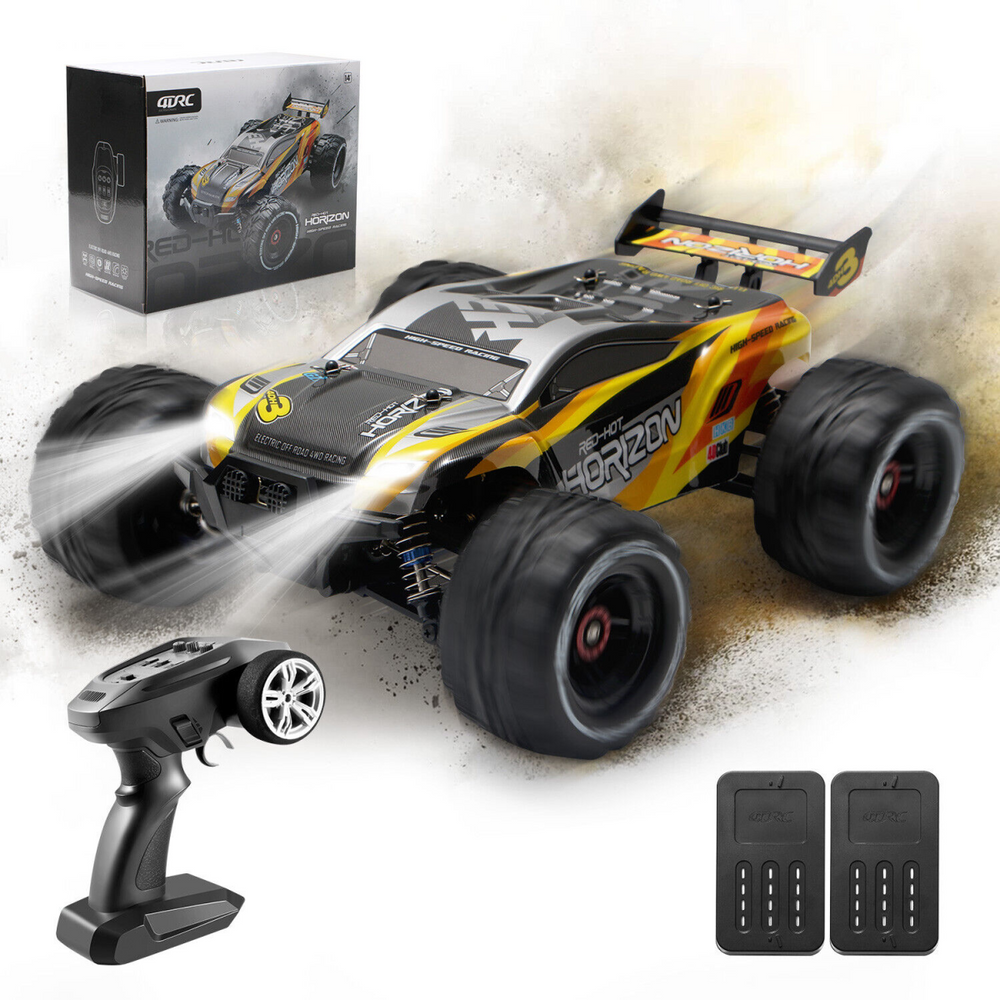 High Speed 50+kmh RC Car, RC Monster Truck, Racing Hobby Car, 4WD All Terrain Off-Road Remote Control Car, 2.4Ghz RC Crawler, 2 Battery, Kids Adults Gifts