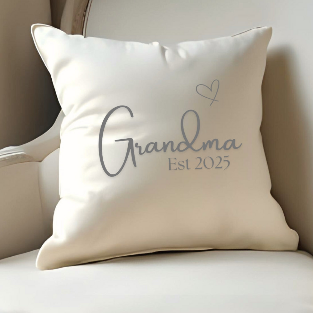 Grandma Est. 2025 Cushion | Gift for Grandma | Birthday Gift Idea | Grans Christmas Present | Mothers Day Pillow