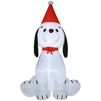 6ft Inflatable Christmas Puppy Dog Wearing Santa Hat Lighted Outdoor Indoor