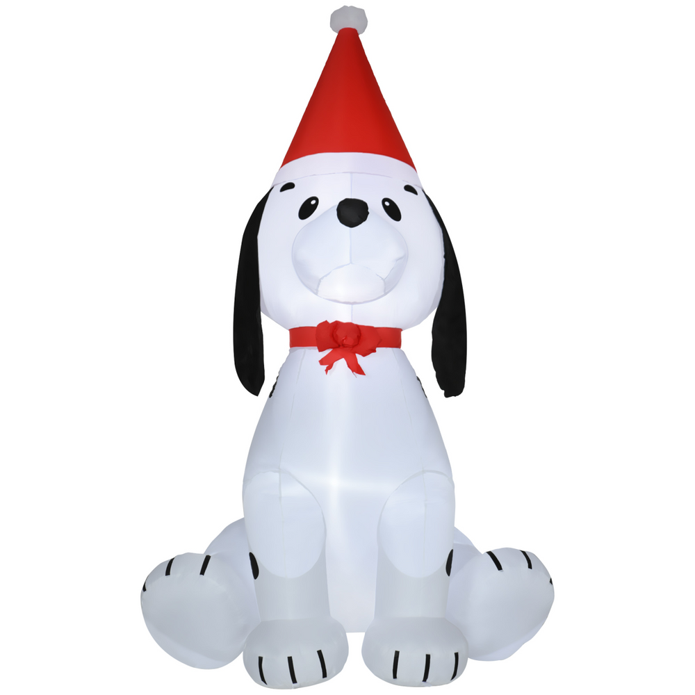 6ft Inflatable Christmas Puppy Dog Wearing Santa Hat Lighted Outdoor Indoor
