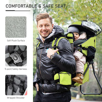 HOMCOM Baby Hiking Backpack Carrier Detachable Rain Cover for Toddlers GREEN