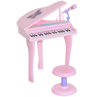 HOMCOM 37 Key Musical Mini Piano Electronic Keyboard Microphone Stool PINK