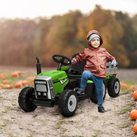 HOMCOM Ride on Tractor with Detachable Trailer Remote Control Music GREEN