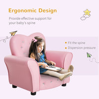 HOMCOM Kids Toddler Sofa Children Armchair Seating Chair Relax Girl Princess Pink
