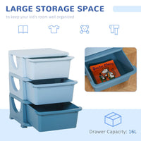 
              HOMCOM Kids Storage Units with Drawers 3 Tier Chest Vertical Dresser Tower BLUE
            