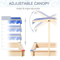 Outsunny Kids Wooden Cabana Sandbox Children Outdoor Playset with Bench Canopy