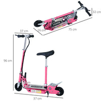 HOMCOM Teen Foldable Electric Scooter Electric Battery 120W with Brake Kickstand PINK