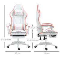 Vinsetto Racing Style Gaming Chair with Reclining Function Footrest Pink