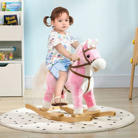 
              HOMCOM Wooden Ride on Horse, Ride on Pony Gift for Kids 3-6 Years, Pink
            