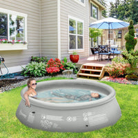 
              Outsunny 274cm x 76cm Round Paddling Inflatable Swimming Pool Family Sized Grey
            