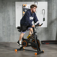 
              HOMCOM Exercise Bike Indoor Cycling w/ LCD Display, Heart Rate Sensor, Orange
            