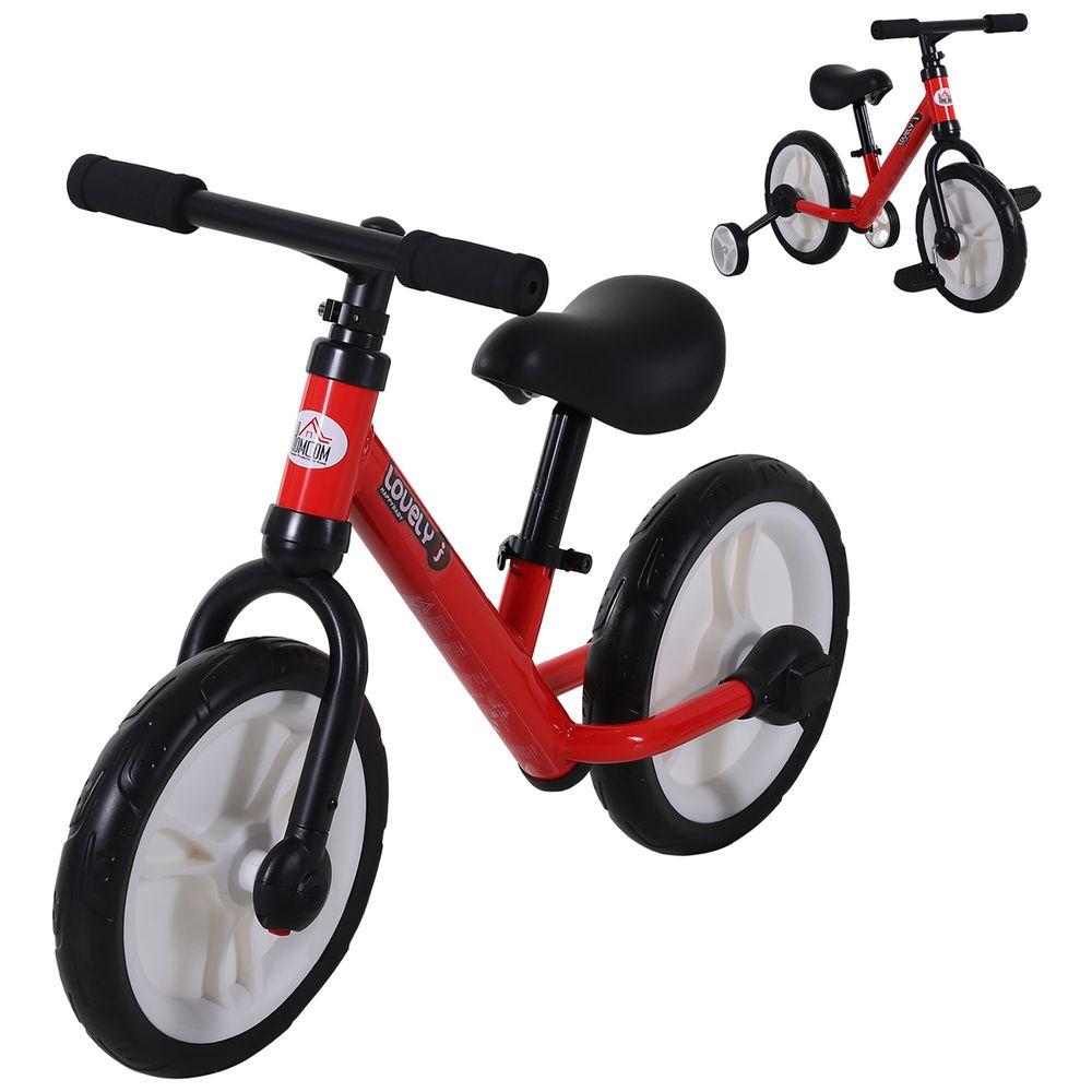 HOMCOM Kids Balance Training Bike Toy with Stabilizers For Child 2-5 Years Red