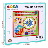 
              SOKA Magnetic Wooden Calendar Weather Board Wall Mount for Kids 3 year old up
            