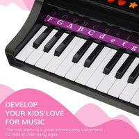 HOMCOM 37 Key Musical Mini Piano Electronic Keyboard Microphone Stool BLACK