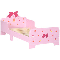 ZONEKIZ Princess Themed Kids Toddler Bed with Cute Patterns Safety Rails Pink