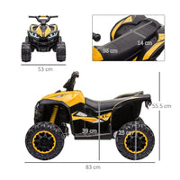 HOMCOM 12V Electric Quad Bikes for Kids Ride On Car ATV Toy for 3-5 Years YELLOW
