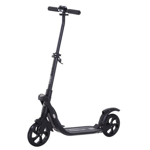 Folding Kick Scooter Teens Adult Ride On Adjustable 2 Big Wheels Black HOMCOM