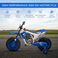 HOMCOM 12V Kids Electric Motorbike Ride-On Motorcycle Training Wheels BLUE