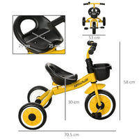 
              AIYAPLAY Trike with Adjustable Seat Basket Kids Tricycle for 2-5 Year Old Yellow
            