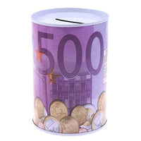 
              Euro Dollar Round Piggy Bank Metal Cylinder Money Box Children Craft Change Box Modern Simple Tinplate Piggy Bank
            