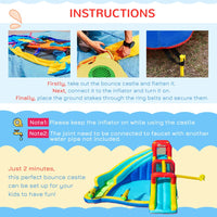 Outsunny 5 in 1 Kids Bouncy Castle with Slide Pool Inflatable House & Inflator