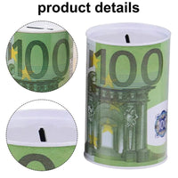 
              Euro Dollar Round Piggy Bank Metal Cylinder Money Box Children Craft Change Box Modern Simple Tinplate Piggy Bank
            