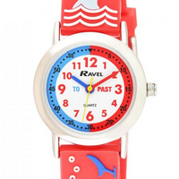 Ravel Children Girls & Boys 3D Cartoon Time Teacher Watch Shark R1513.87