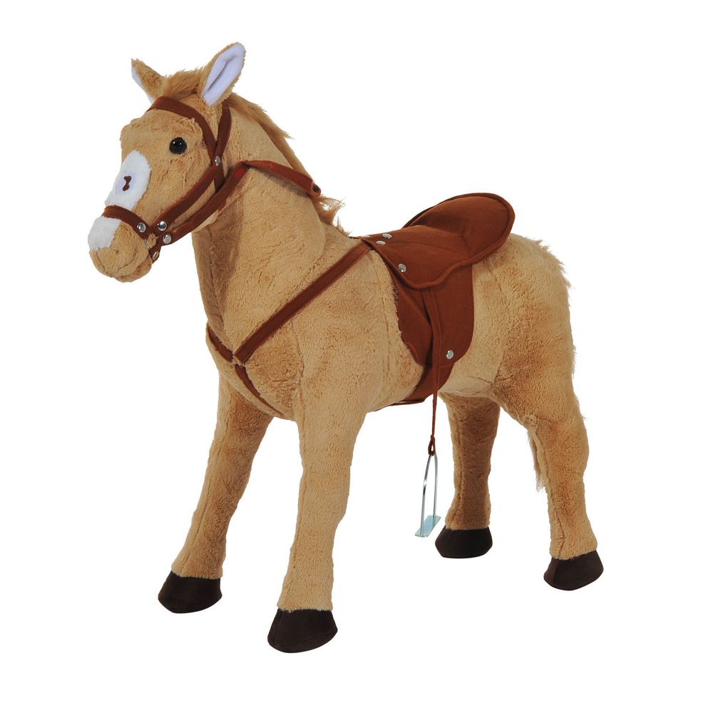 HOMCOM Children Standing Horse Plush Soft Ride On Toy Pony Kids Game Play