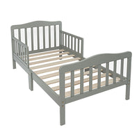 
              Wooden Baby Toddler Bed Children Bedroom Furniture with Safety Guardrails Grey
            