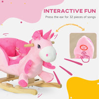 
              HOMCOM Rocking Horse Plush Ride on Unicorn with Songs, Seat Belt, Pink
            