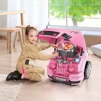 HOMCOM Kids Truck Engine Toy Set with Horn Light Car Key Age 3-5 Years Pink