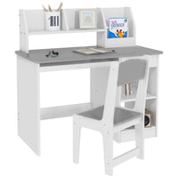 ZONEKIZ Kids Desk and Chair Set with Storage for 5-8 Years Grey