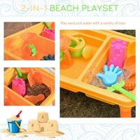 HOMCOM Sand and Water Table 16 pcs Beach Toy Set 2 in 1 Activities Playset