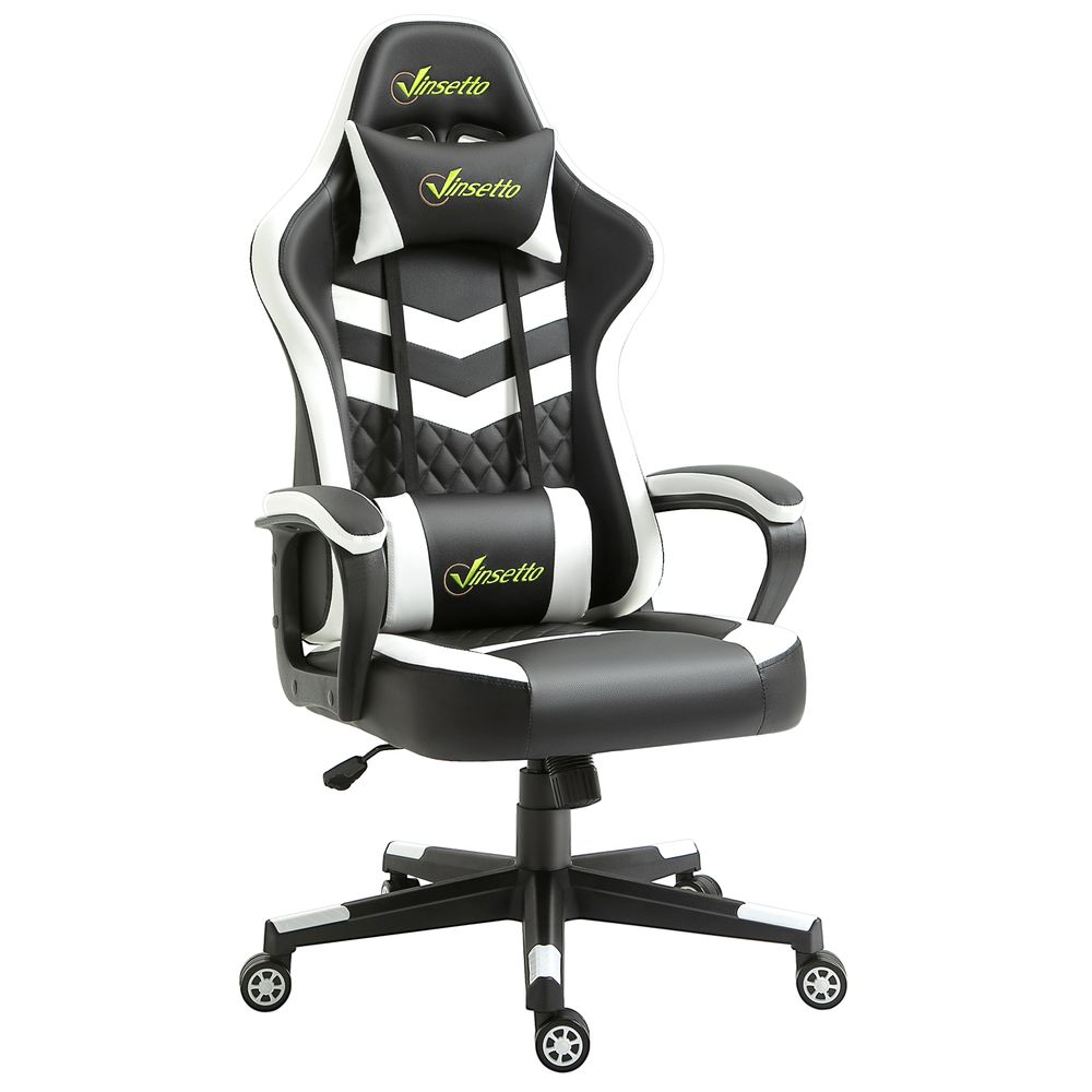 Vinsetto Racing Gaming Chair with Lumbar Support Headrest Gamer Office Chair Black White